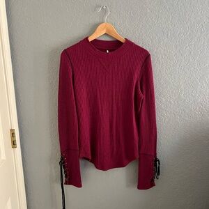 Free People • Burgundy Mountaineer Lace Cuff Thermal